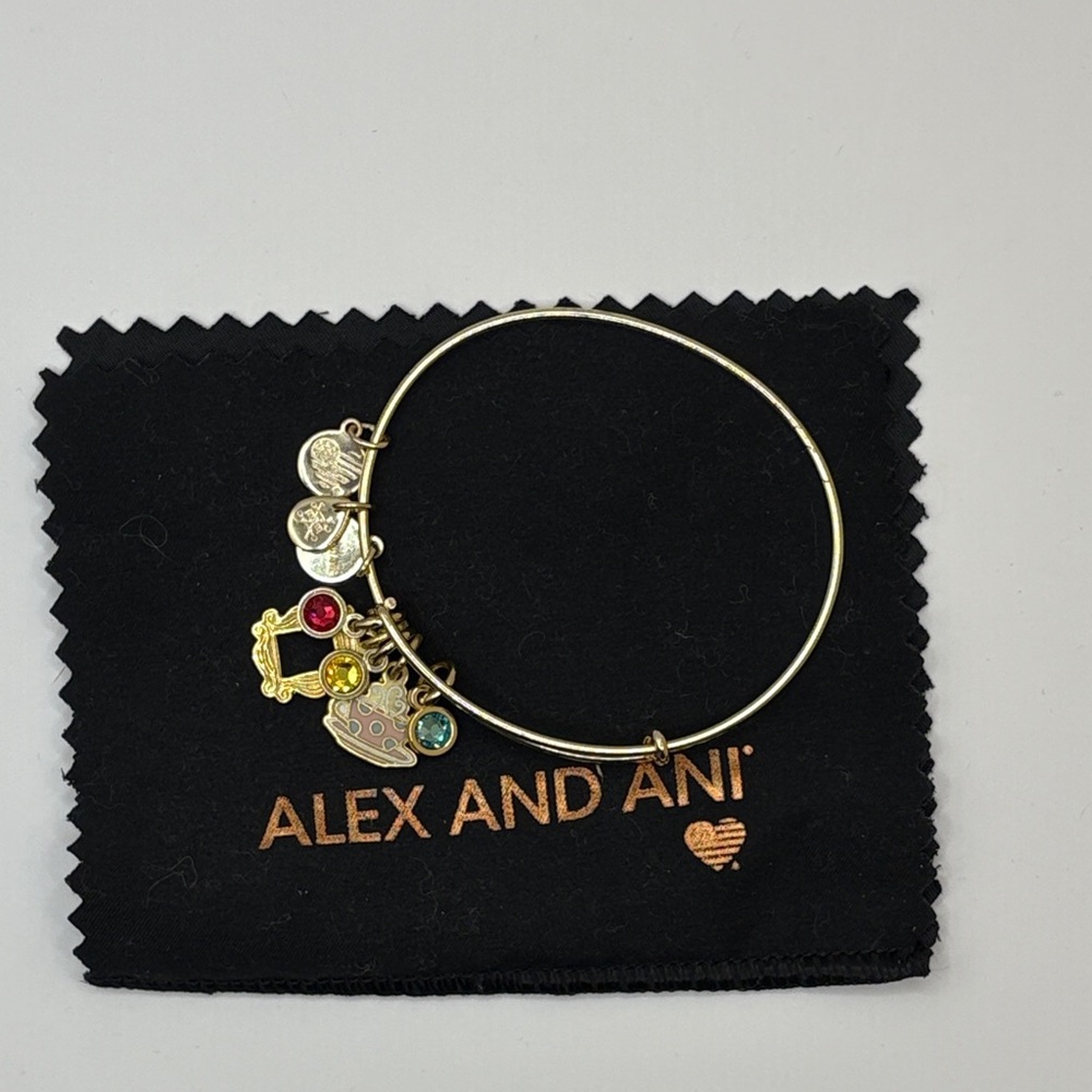 Alex and Ani Friends Gold Bracelet with Colorful Charms